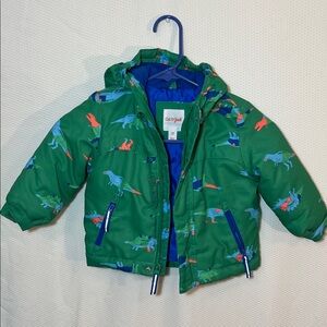 Cat & Jack 18M Dinosaur Puffer Jacket Green Blue Winter Coat Hooded